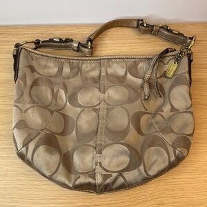 Coach Sateen Tan/Brown Signature Hobo Bag #12675